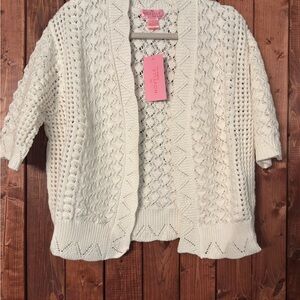 Novelle Cream Open-Front Cable Knit Cardigan
